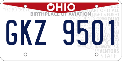 OH license plate GKZ9501