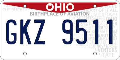 OH license plate GKZ9511