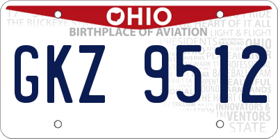 OH license plate GKZ9512