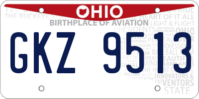 OH license plate GKZ9513