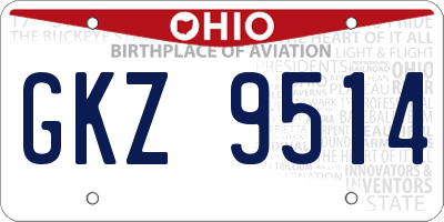 OH license plate GKZ9514