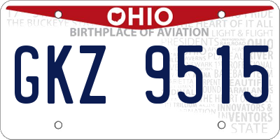 OH license plate GKZ9515