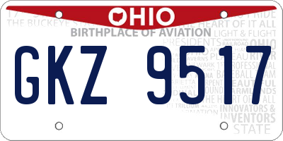 OH license plate GKZ9517