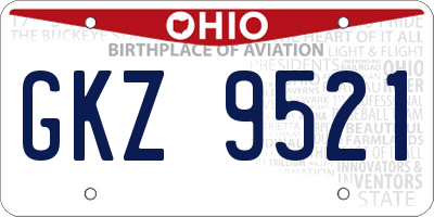 OH license plate GKZ9521
