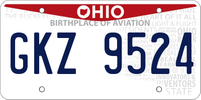 OH license plate GKZ9524