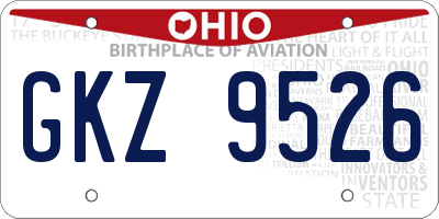OH license plate GKZ9526