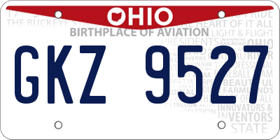OH license plate GKZ9527
