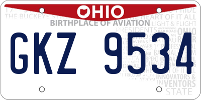 OH license plate GKZ9534