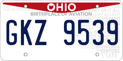 OH license plate GKZ9539