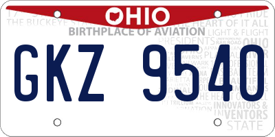 OH license plate GKZ9540