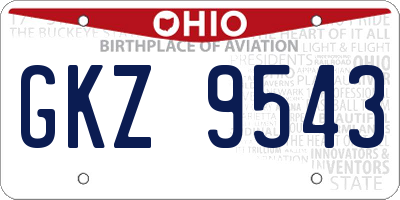 OH license plate GKZ9543