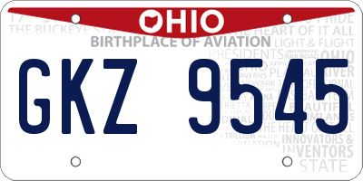 OH license plate GKZ9545