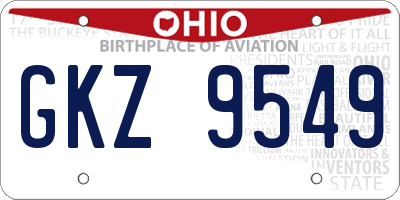 OH license plate GKZ9549