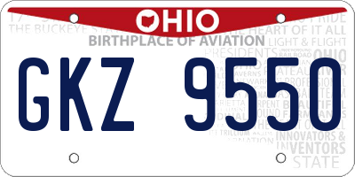 OH license plate GKZ9550
