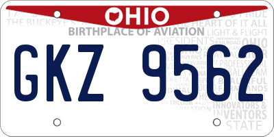 OH license plate GKZ9562