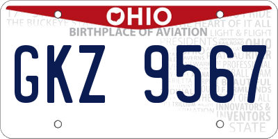 OH license plate GKZ9567