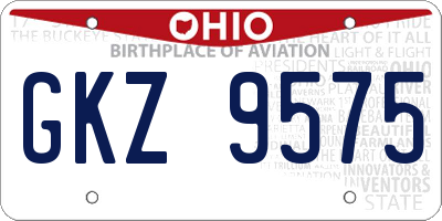 OH license plate GKZ9575