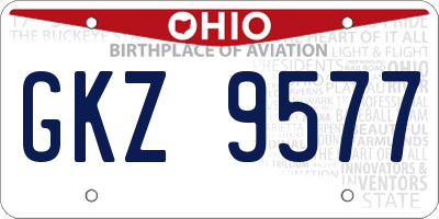 OH license plate GKZ9577
