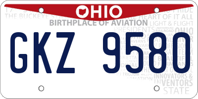 OH license plate GKZ9580