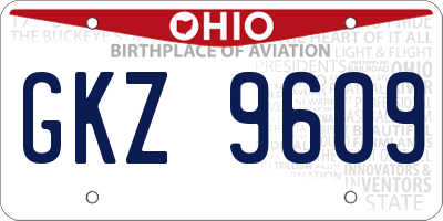 OH license plate GKZ9609