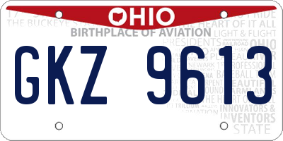 OH license plate GKZ9613
