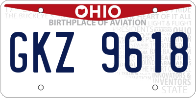 OH license plate GKZ9618