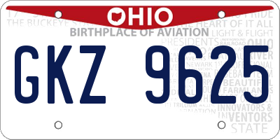OH license plate GKZ9625