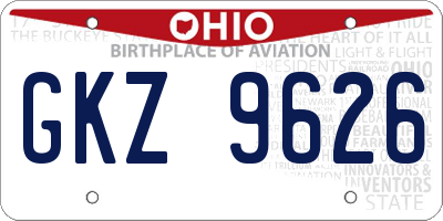 OH license plate GKZ9626
