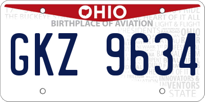 OH license plate GKZ9634