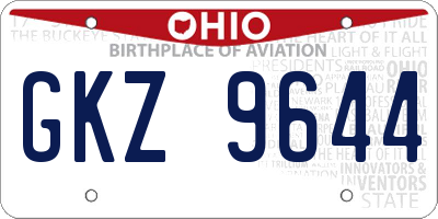 OH license plate GKZ9644