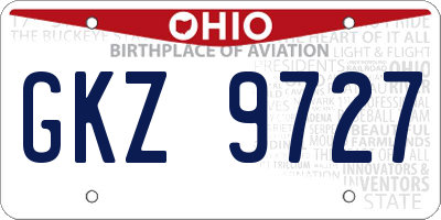 OH license plate GKZ9727
