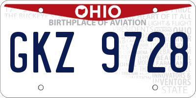 OH license plate GKZ9728