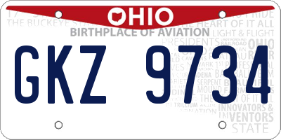 OH license plate GKZ9734
