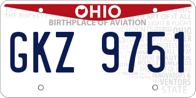 OH license plate GKZ9751
