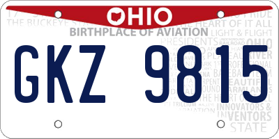 OH license plate GKZ9815