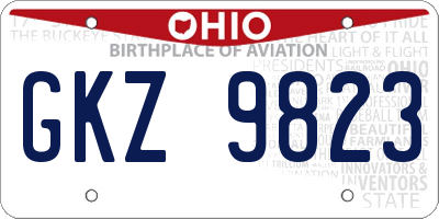 OH license plate GKZ9823