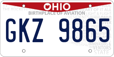 OH license plate GKZ9865