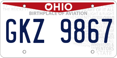 OH license plate GKZ9867