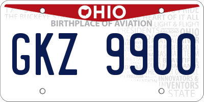 OH license plate GKZ9900