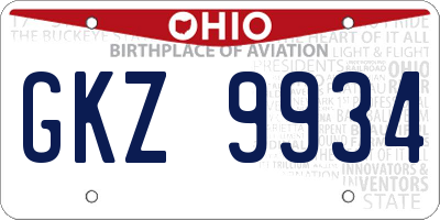 OH license plate GKZ9934