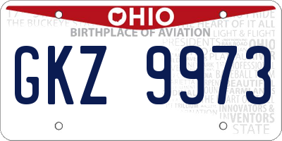 OH license plate GKZ9973