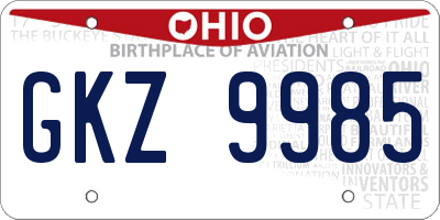 OH license plate GKZ9985