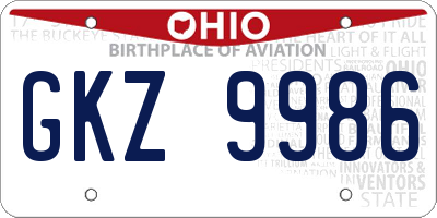 OH license plate GKZ9986