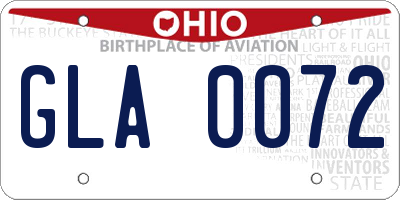 OH license plate GLA0072