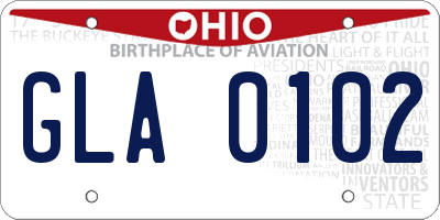 OH license plate GLA0102