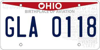 OH license plate GLA0118