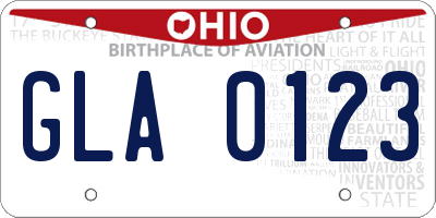 OH license plate GLA0123