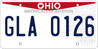 OH license plate GLA0126
