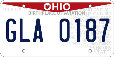 OH license plate GLA0187