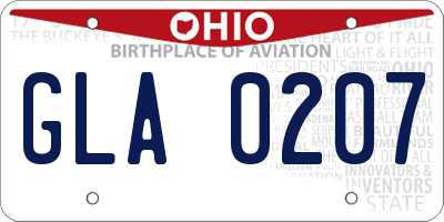 OH license plate GLA0207